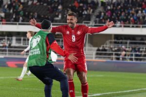 Jake Grech jiċċelebra l-gowl rebbieħ